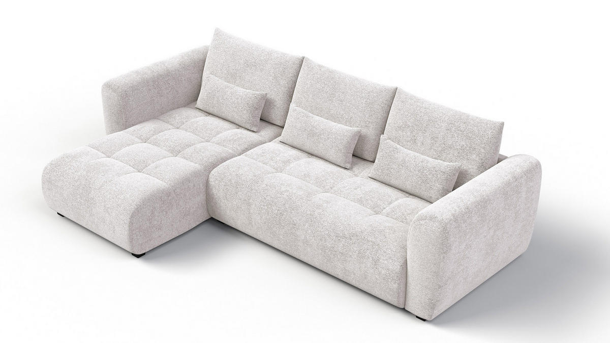 ECKSOFA SORENO 4-Sitzer, ecru - Ecru/Schwarz, Holz/Textil (293/171cm) - Courtois Laville