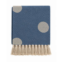 WOHNDECKE Baumwolle 130x170 cm Mit Fransen – Polka Royal/Natur - Blau, Naturmaterialien (130/170cm) - AU Maison