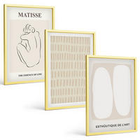 BILDER SET 3er Set - 40x60 cm Goldrahmen - Linien, Formen, Beige, Weiß - Goldfarben, Kunststoff (40/60cm) - TULUP