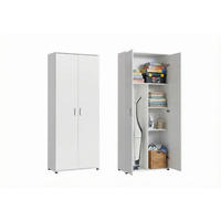 UNIVERZÁLNA SKRÍŇ s 2 dverami, 2 policami a priehradkou na vysávač v bielej farbe - biela, kompozitné drevo (75/184/35cm) - Home Collective