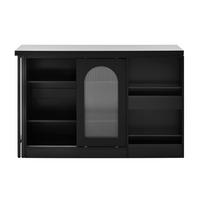 BAROVÝ stůl 121,5/40/76,7 cm s otočnou deskou 360° a úložným prostorem z MDF, Černá - černá, kompozitní dřevo (121.5/40/76.7cm) - Redom