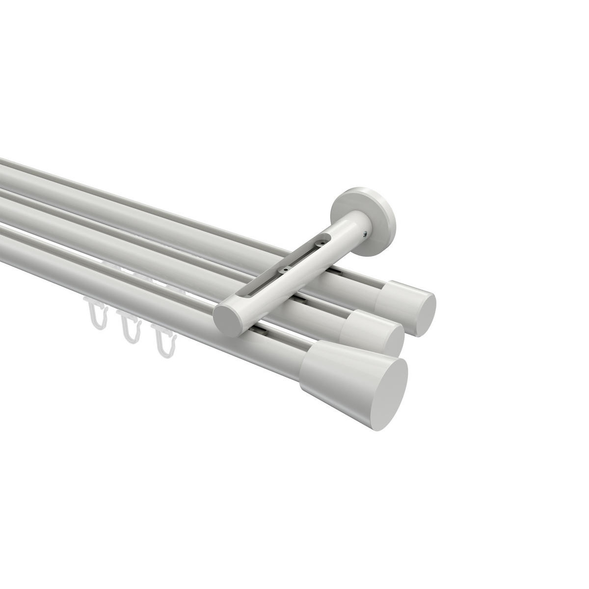 INNENLAUF-GARDINENSTANGEN-SET Siteno Sitra 120 cm, 3-läufig, 20 mm Ø Weiß - Weiß, Metall (120cm) - INTERDECO