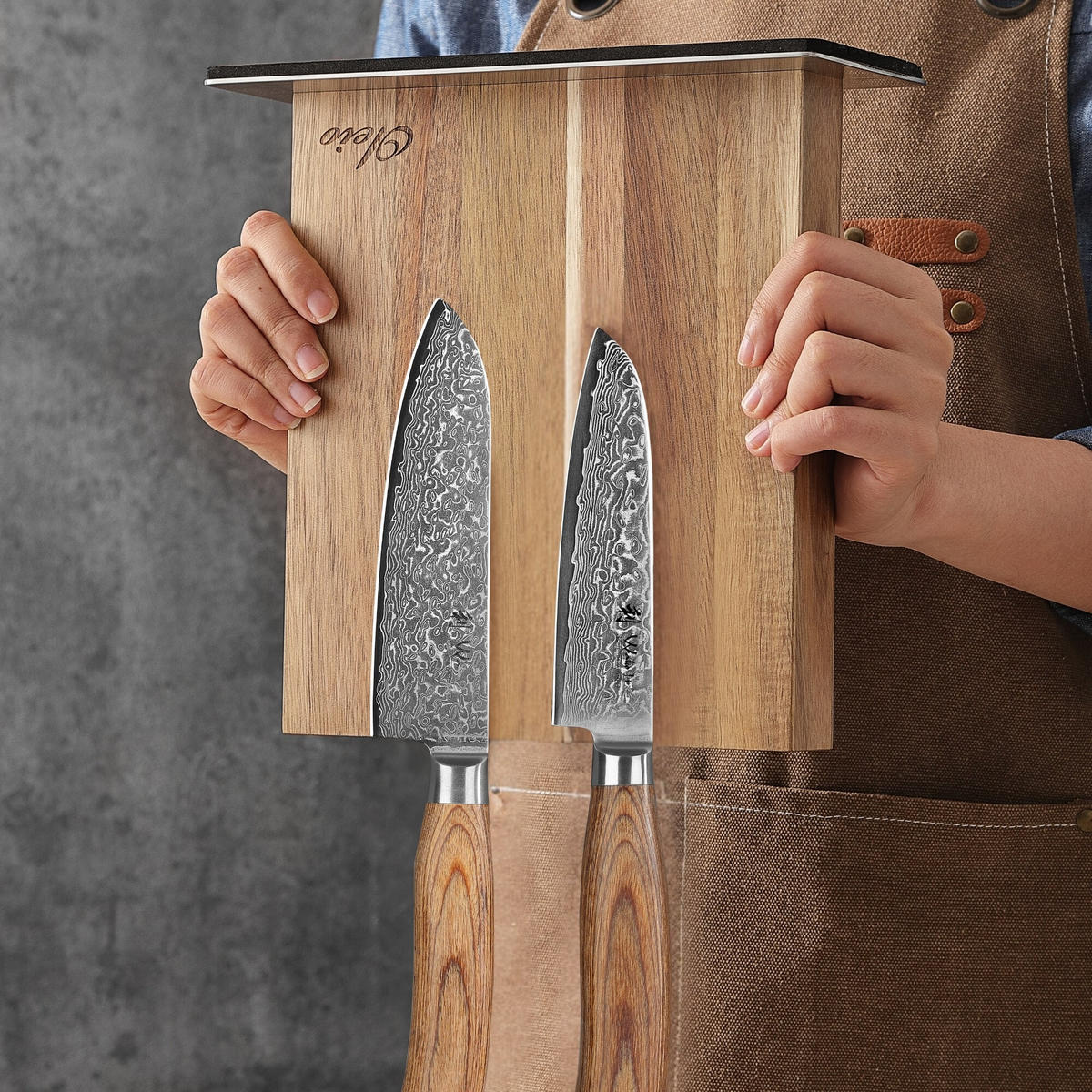 MESSERSET 4-TEILIG 8–17 cm - Braun, Holz/Metall - Wakoli