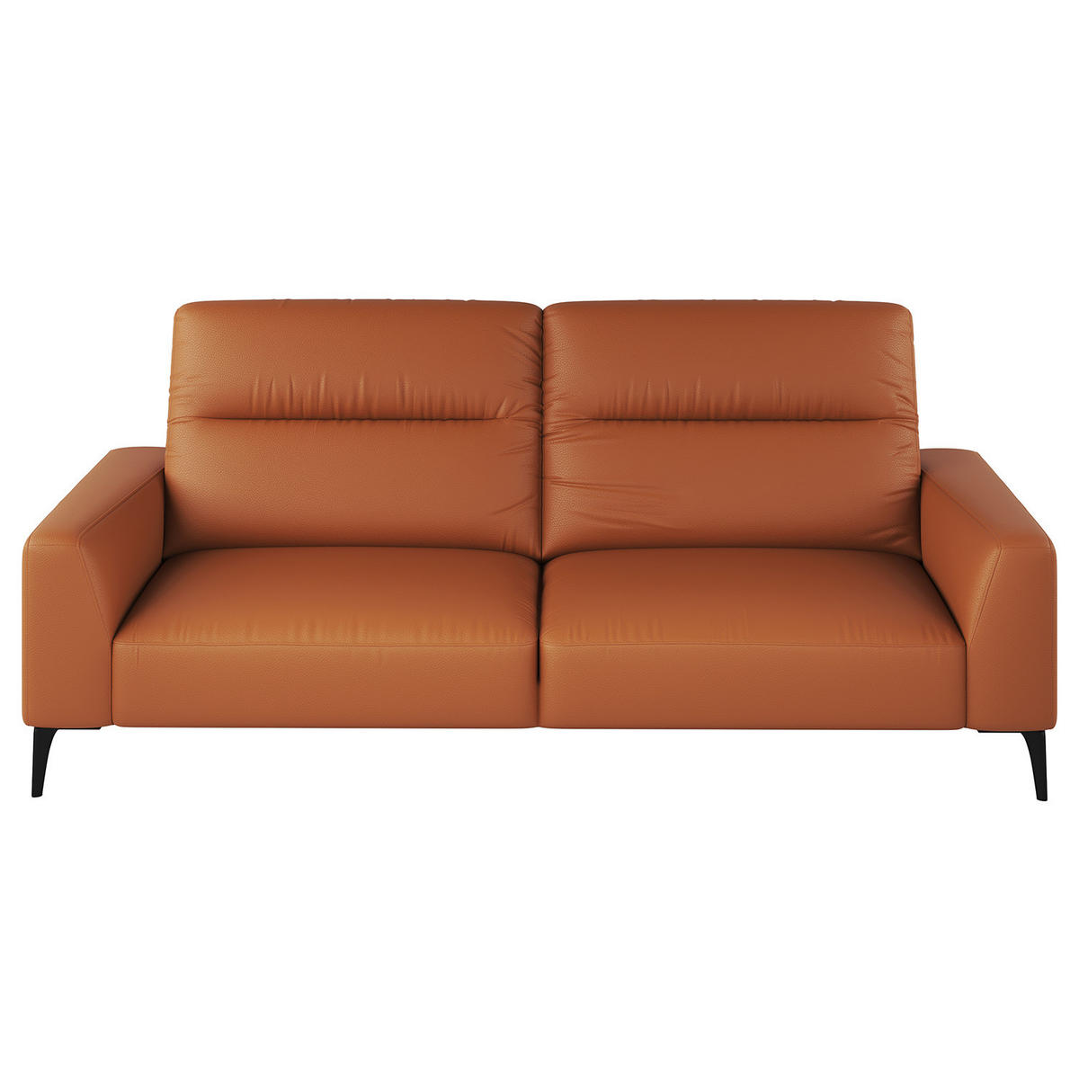 3-SITZER SOFA - Kastanienfarben/Schwarz, Leder/Metall (233/73/107cm) - home24