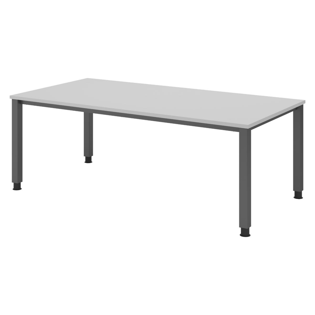 SCHREIBTISCH Serie-Q Gestell: Graphit 100/200/74 cm in Grau - Grau, Holzwerkstoff (100/200/74cm) - bümö