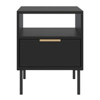 NACHTTISCH VENA Schwarz 45 cm - Goldfarben/Schwarz, Holzwerkstoff/Kunststoff (45/54/40cm) - Selsey