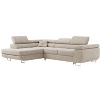 ROHOVÁ SEDAČKA GUSTAW L - Krémová Bouclé - Levá Strana - stříbrná/krémová, kov/textil (275/205cm) - MKS