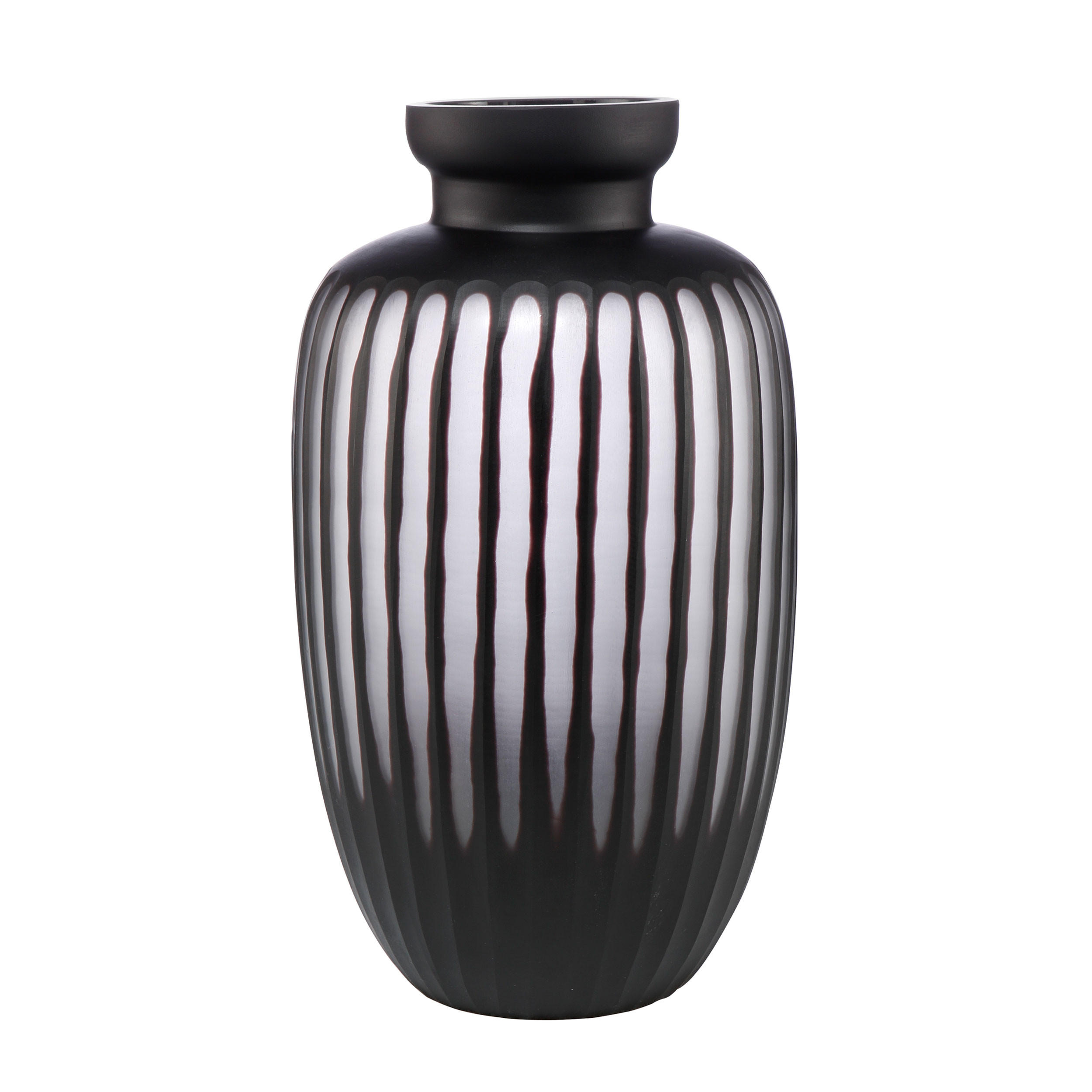VASE Black Carved, Glas, Schwarz, 38 cm - Schwarz, Glas (38cm) - Goebel