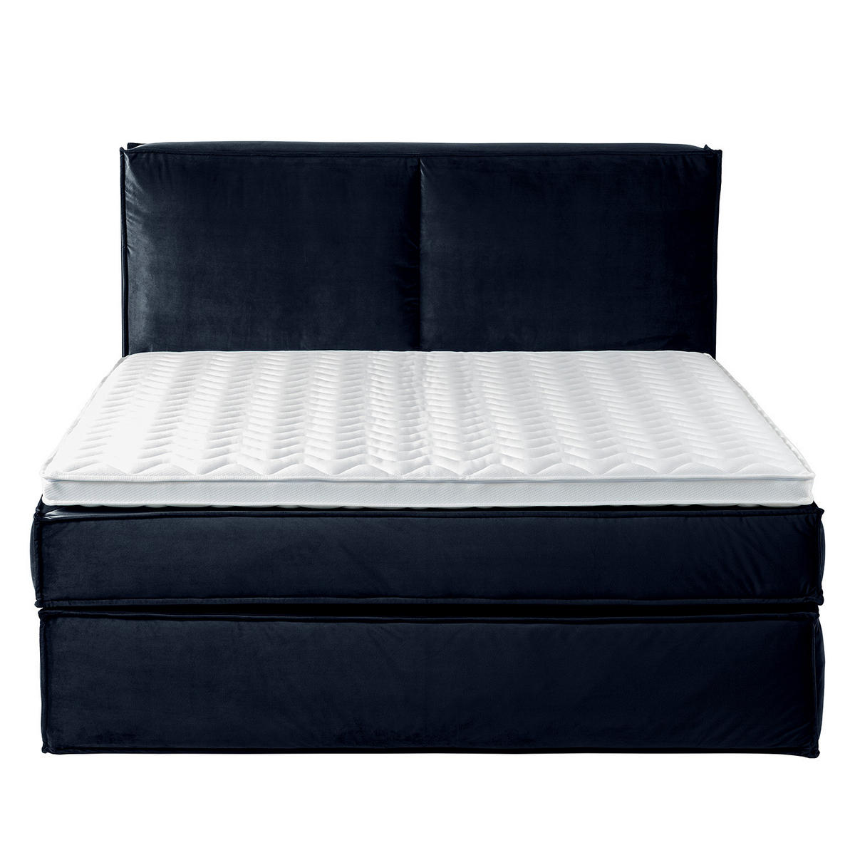 BOXSPRINGBETT mit Kopfteil - Premium - Dunkelblau, Textil (180/200cm) - home24