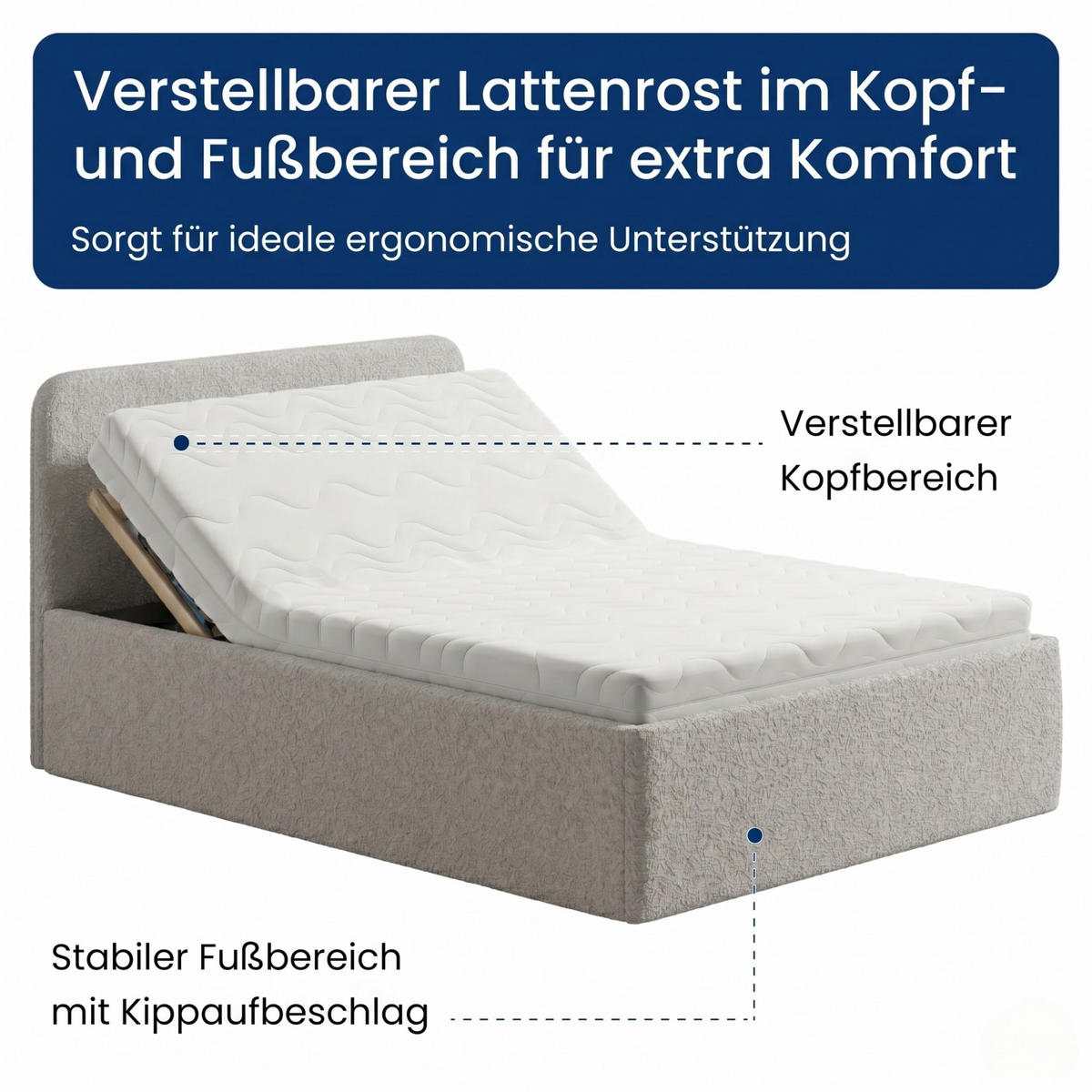 POLSTERBETT 120x200 cm Kaltschaummatratze H3 Bouclé Silber - Silberfarben, Textil (120/200cm) - Home Collective