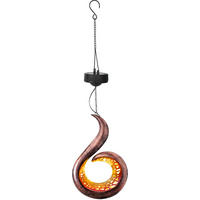 SOLAR-LED-GARTENLEUCHTE Dämmerungssensor Rostoptik Metall 17x7x60 cm Flamme hängend - Rostfarben, Metall (17/7/60cm) - Northpoint