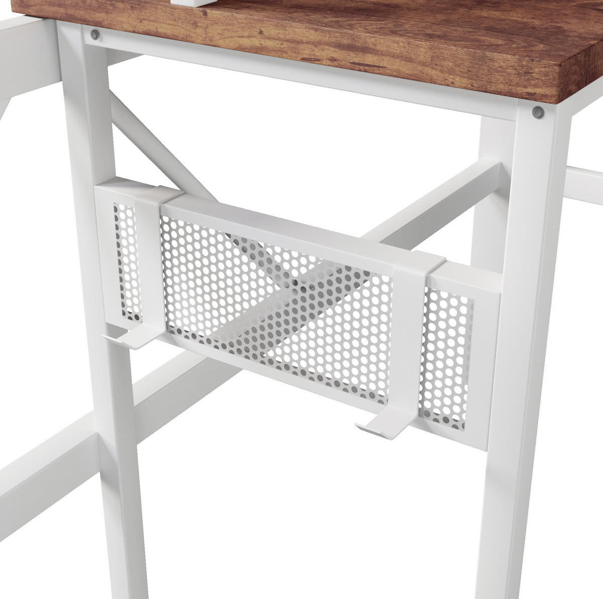 HOCHBETT 140/200 cm Weiß aus Metall mit Schreibtisch - Weiß, Metall (140/200cm) - OKMYHOME