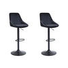 BARHOCKER 2er-Set höhenverstellbar - Samt & Metall - Schwarz - MASURIE - Schwarz, Textil (53.5/115/46cm) - Vente-Unique