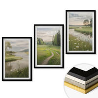 WANDBILDER 3er-Set - 40x60 cm Schwarzer Rahmen - Sommerliche Flusswiesen voller Blumen - Schwarz, Kunststoff (40/60cm) - ArtPrintCave