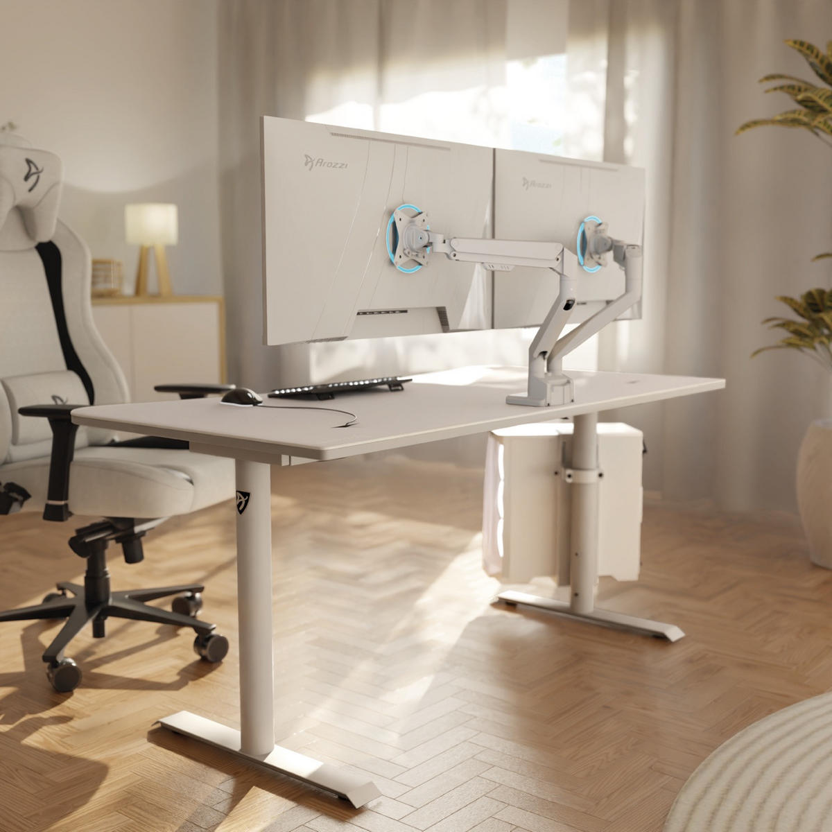 MONITORARM Alzare Neo Duo Weiß - Weiß, Metall (51/99/50cm) - Arozzi