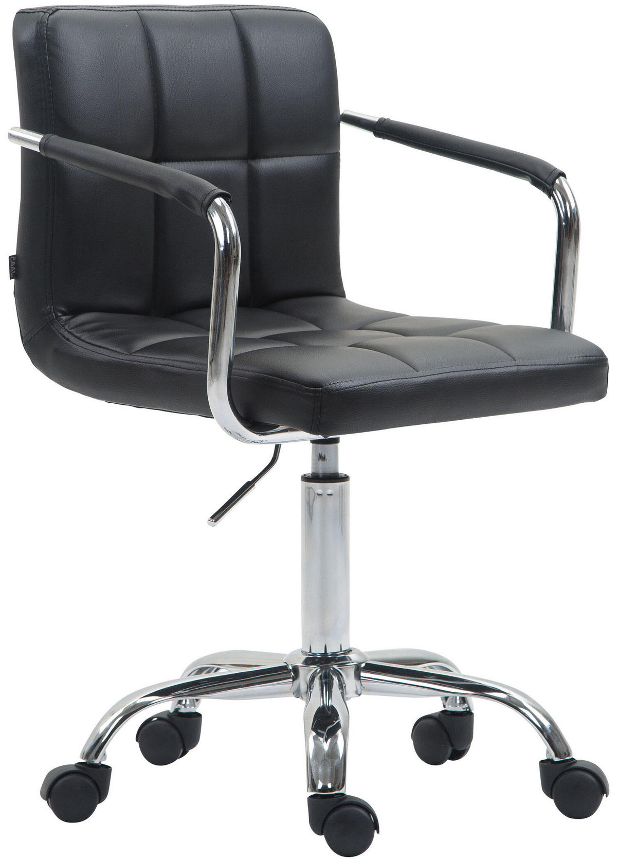 BÜROSTUHL Luca, Kunstleder Schwarz - Schwarz, Textil/Metall (52/88/44cm) - TPFLiving