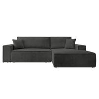 ECKSOFA Farese Dunkelgrau Cordbezug - Dunkelgrau/Schwarz, Kunststoff/Textil (267/167cm) - Selsey