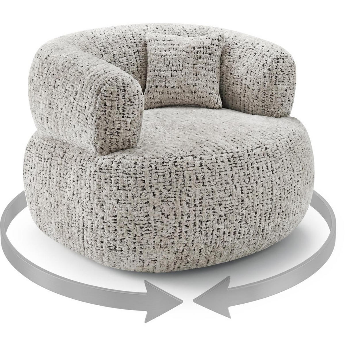 SESSEL Laila, Drehsessel mit runder Form, Beige, Geflecht-Stoff - Beige, Textil (95/75/97cm) - Beautysofa