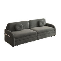SCHLAFSOFA 3-in-1 ausziehbar 206 cm mit Stautaschen, DE-42862, Grau - Grau, Metall (205/89/84cm) - ComfortXL