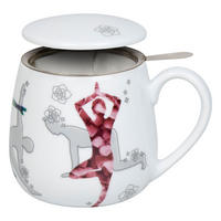 KAFFEEBECHER mit Sieb und Deckel Yoga in Nature - Naturfarben, Keramik (0.4L) - Könitz