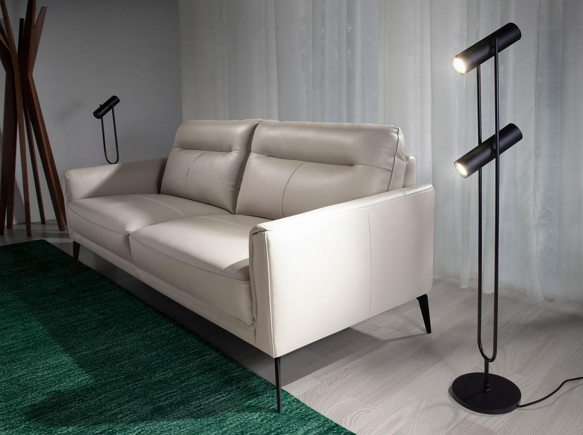 SOFA 3-Sitzer Sofa aus Leder taupe grau 192/88/87 cm - Dunkelgrau/Schwarz, Leder (192/87/88cm) - ANGEL CERDA