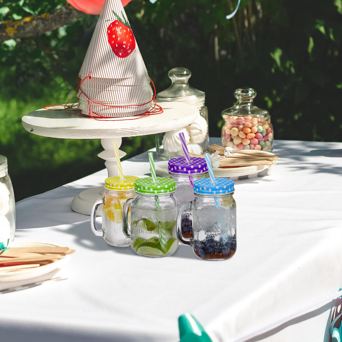 4xTRINKGLAS - Multicolor, Glas/Kunststoff (0.5L) - Relaxdays