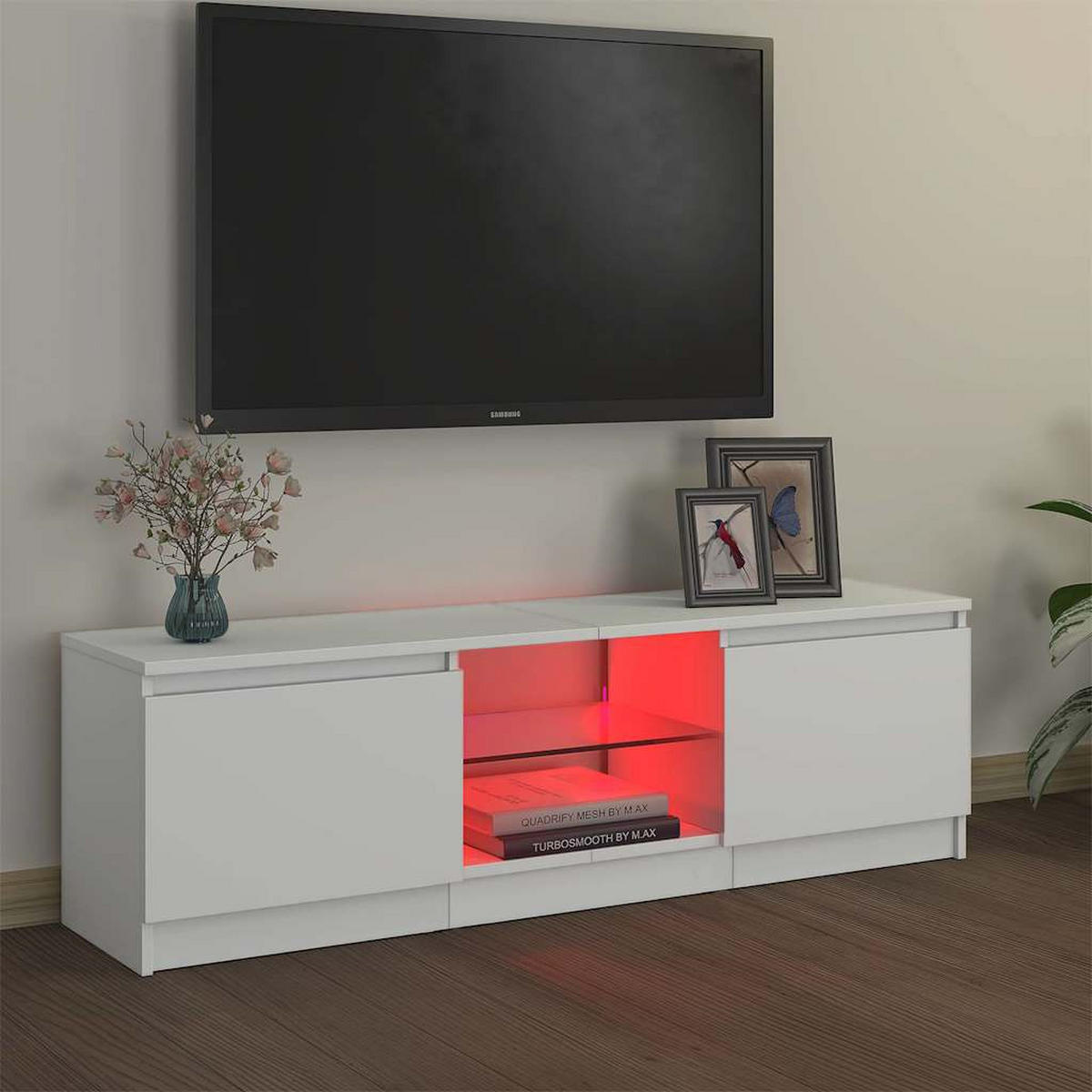 TV-SCHRANK Mit Led-Leuchten Weiss 120/30/36 Cm - Weiß, Holzwerkstoff (30/36/120cm) - vidaXL