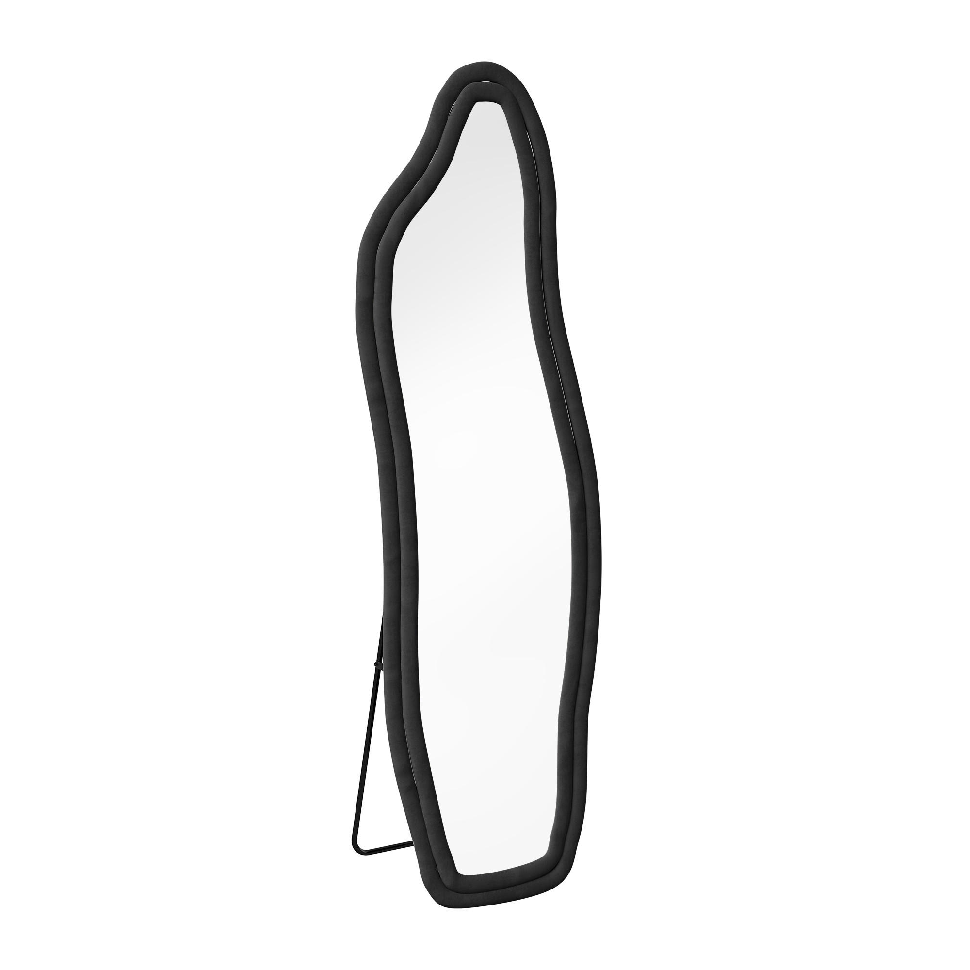 GANZKÖRPERSPIEGEL Wellen-Design mit U-Standfuß & Scharnier 160/50 cm Schwarz - Schwarz, Glas/Holzwerkstoff (50/160/3cm) - Creahappy