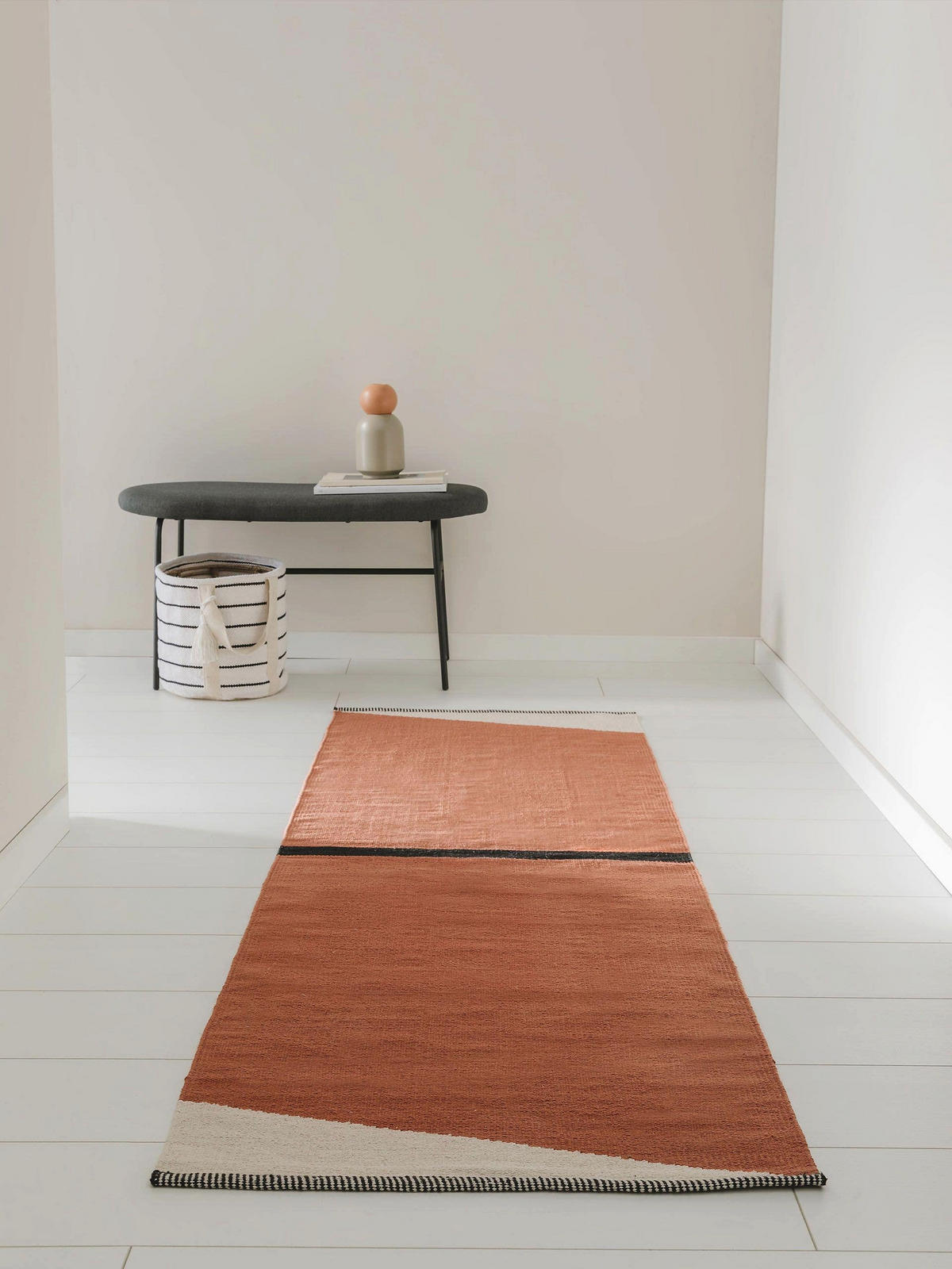 BAUMWOLLTEPPICH Lenny Terracotta 70x200 cm - Terra cotta, Textil (70/200cm) - benuta Pop