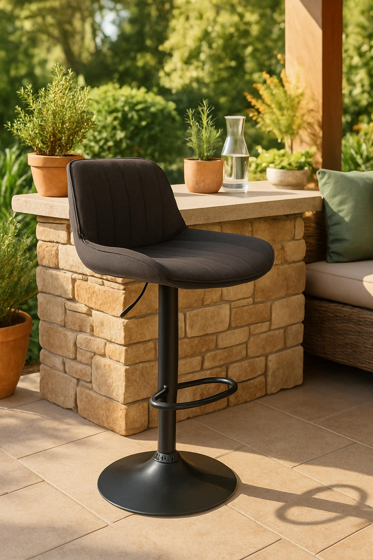 BARHOCKER 2er Set Lentos Stoff schwarz dunkelgrau - Dunkelgrau/Schwarz, Textil/Metall (50/108/50cm) - TPFLiving