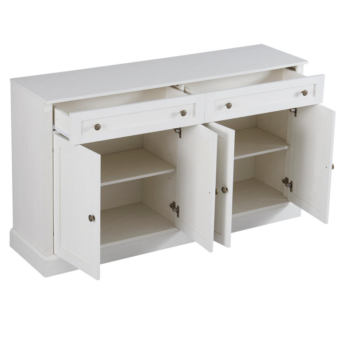 SIDEBOARD 150/40/86 cm antikweiß aus Holzwerkstoff mit 4 Türen - Weiß, Holzwerkstoff (150/86/40cm) - OKWISH