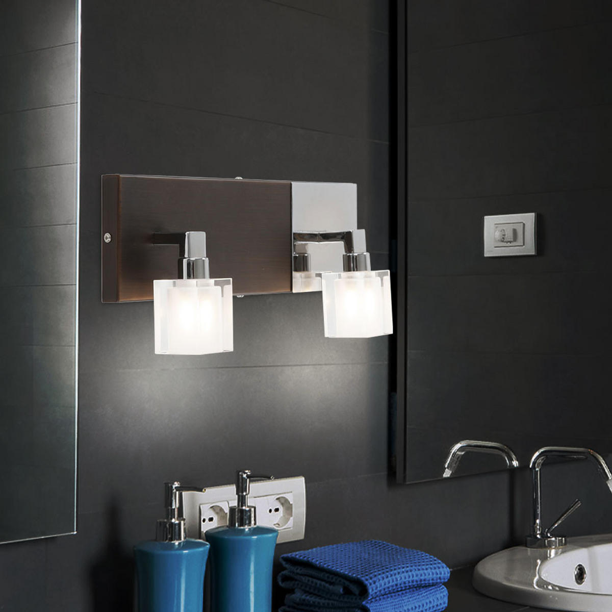 LED WANDLEUCHTE AZOT Holz Silber - Silberfarben, Holz (9/17/38cm) - Globo Lighting