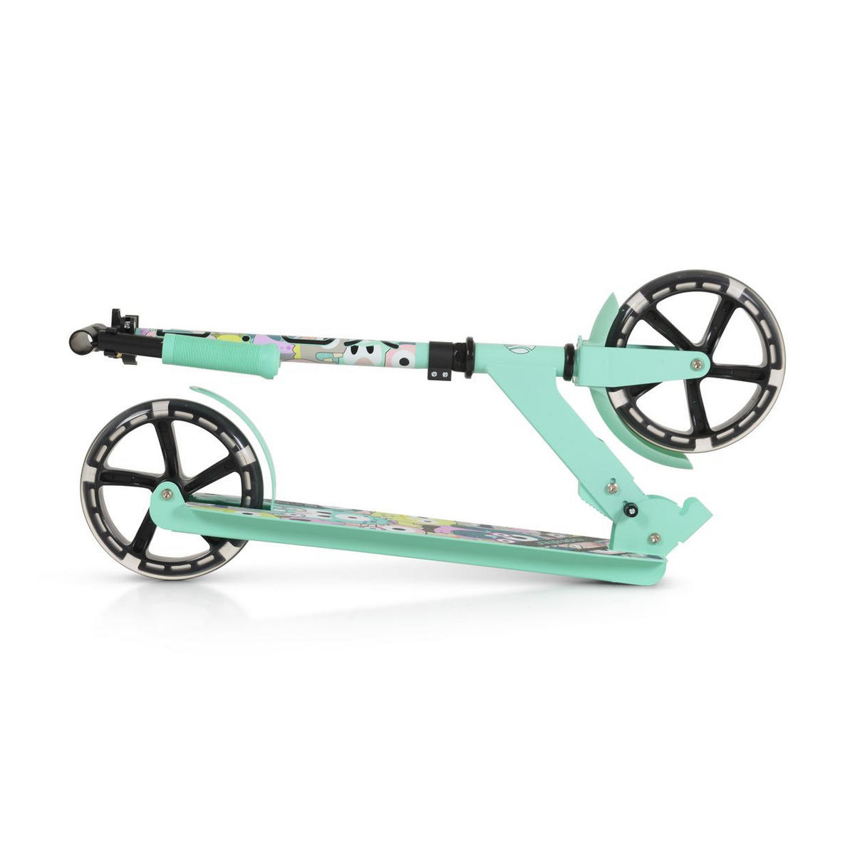 KINDERROLLER Monster grün PU-Leuchträder, ABEC-7, Seitenständer, klappbar, 100 kg, ab 6 Jahre - Grün, Metall (90/40/77cm)