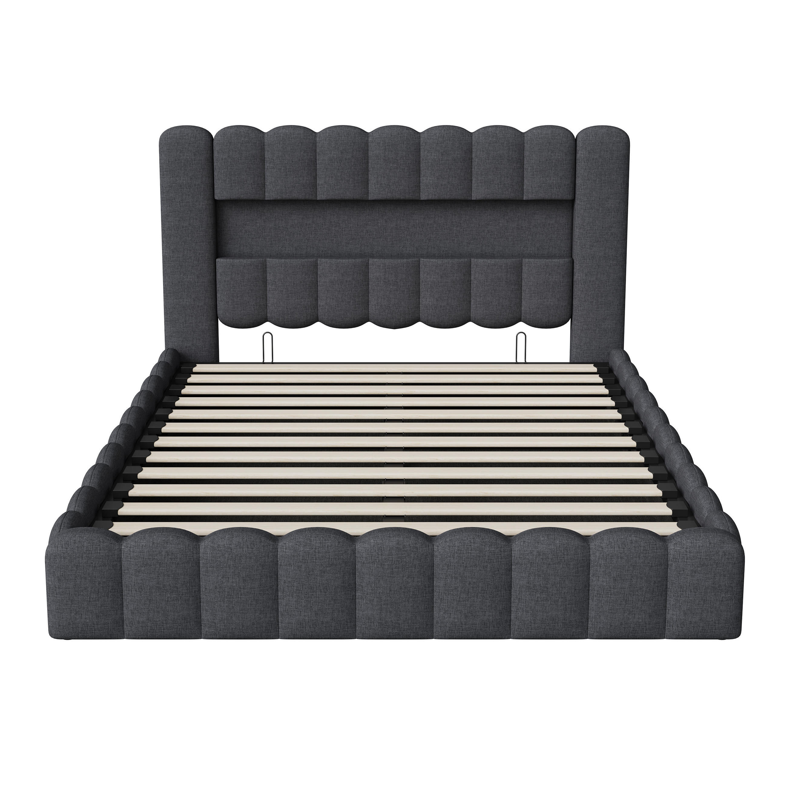 POLSTERBETT 180x200 cm Doppelbett, mit USB-Anschluss und LED-Beleuchtung, Leinenstoff in Grau - Grau, Holz (180/200cm) - BRILVERDE