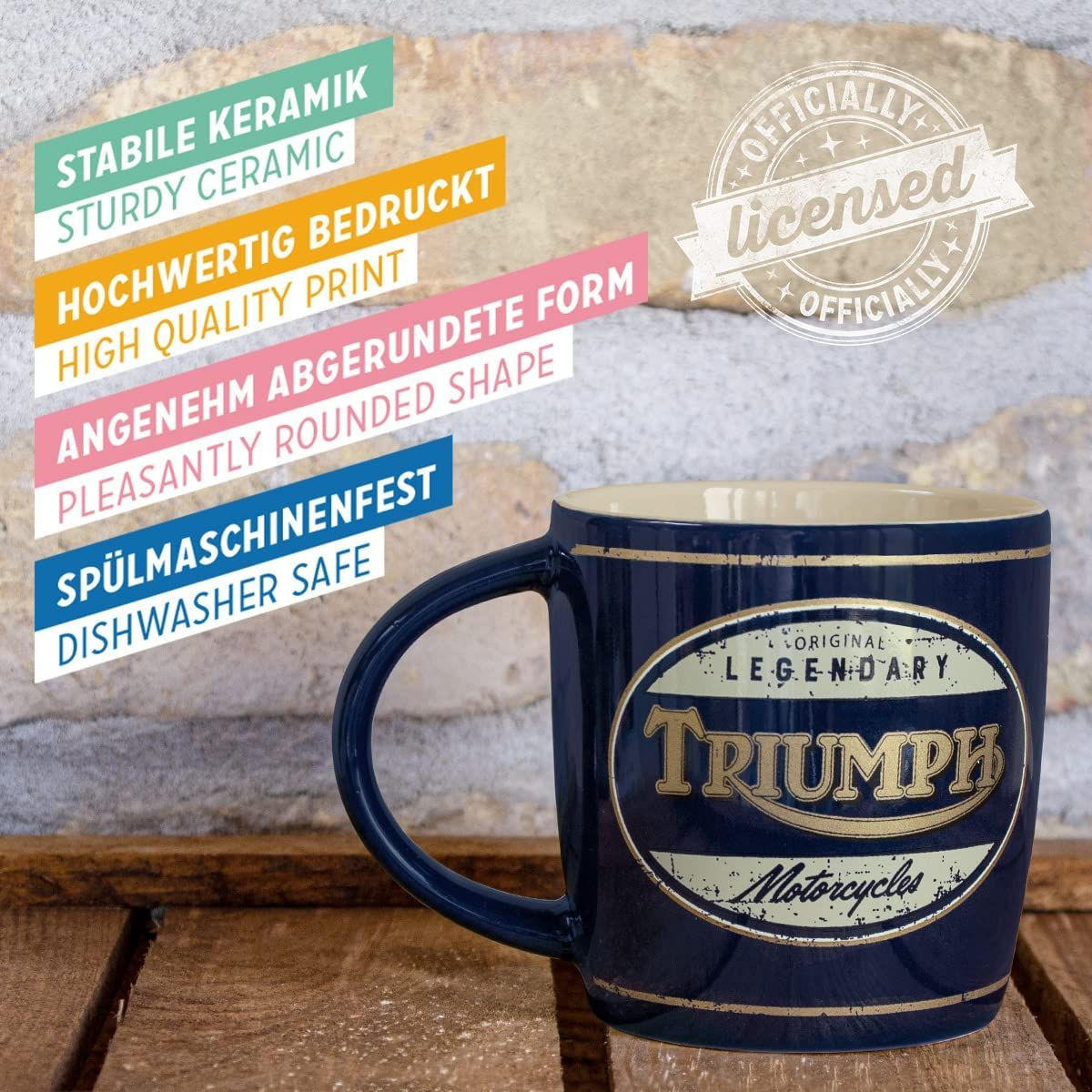 KAFFEETASSE 330 ml Triumph Legendary Motorcycles - Multicolor, Keramik (0.33L) - Nostalgic-Art