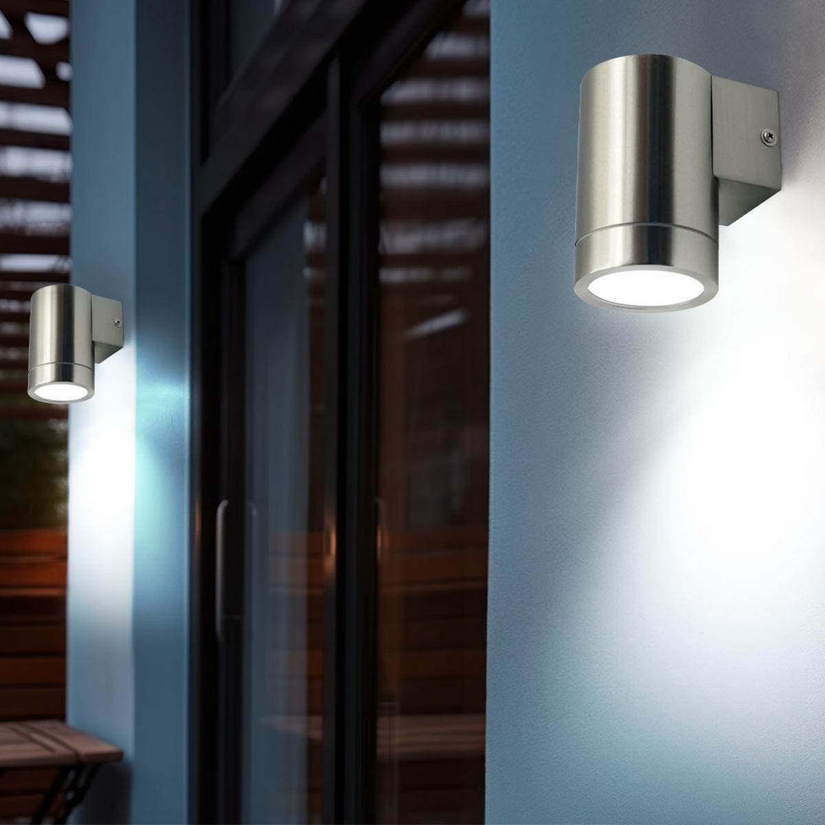 LED AUSSEN-WANDLEUCHTE Edelstahl Silber - Silberfarben, Glas/Metall (7.6/11.8/10.5cm)