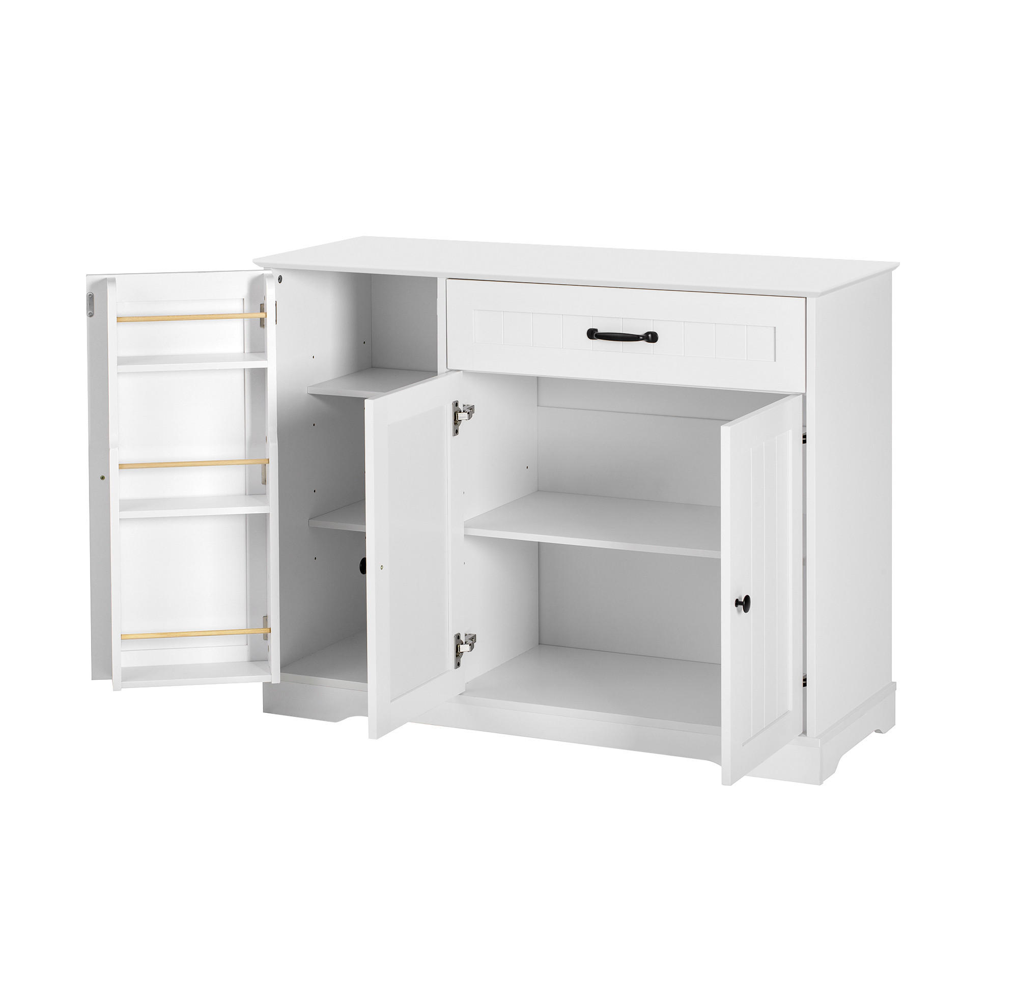 SIDEBOARD mit 3 Türen, 1 Schublade und verstellbaren Einlegeböden, MDF, Weiß - Weiß, Holzwerkstoff (107/83.4/40cm) - Redom