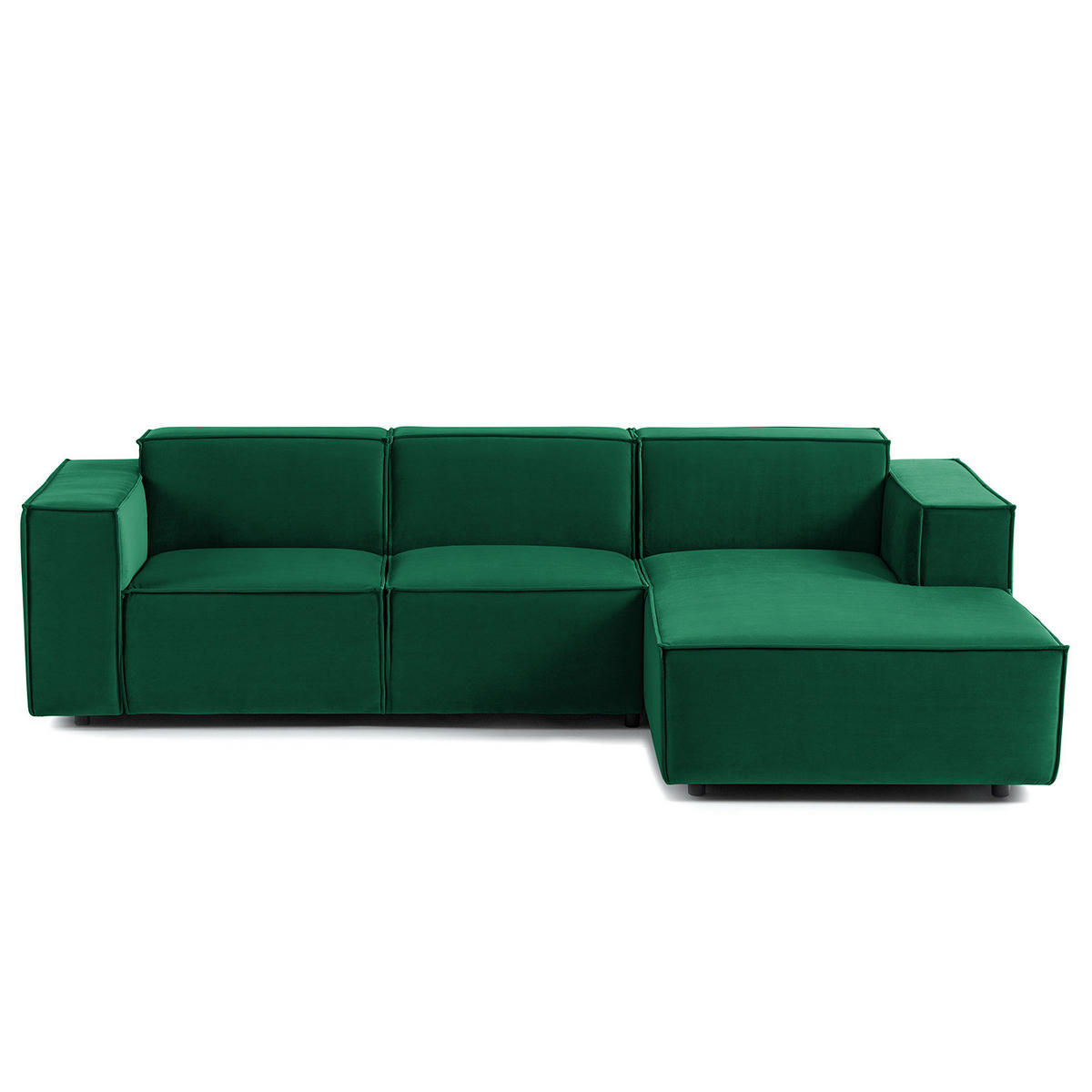 ECKSOFA mit Longchair - Dunkelgrün/Schwarz, Kunststoff/Textil (260/177cm) - home24