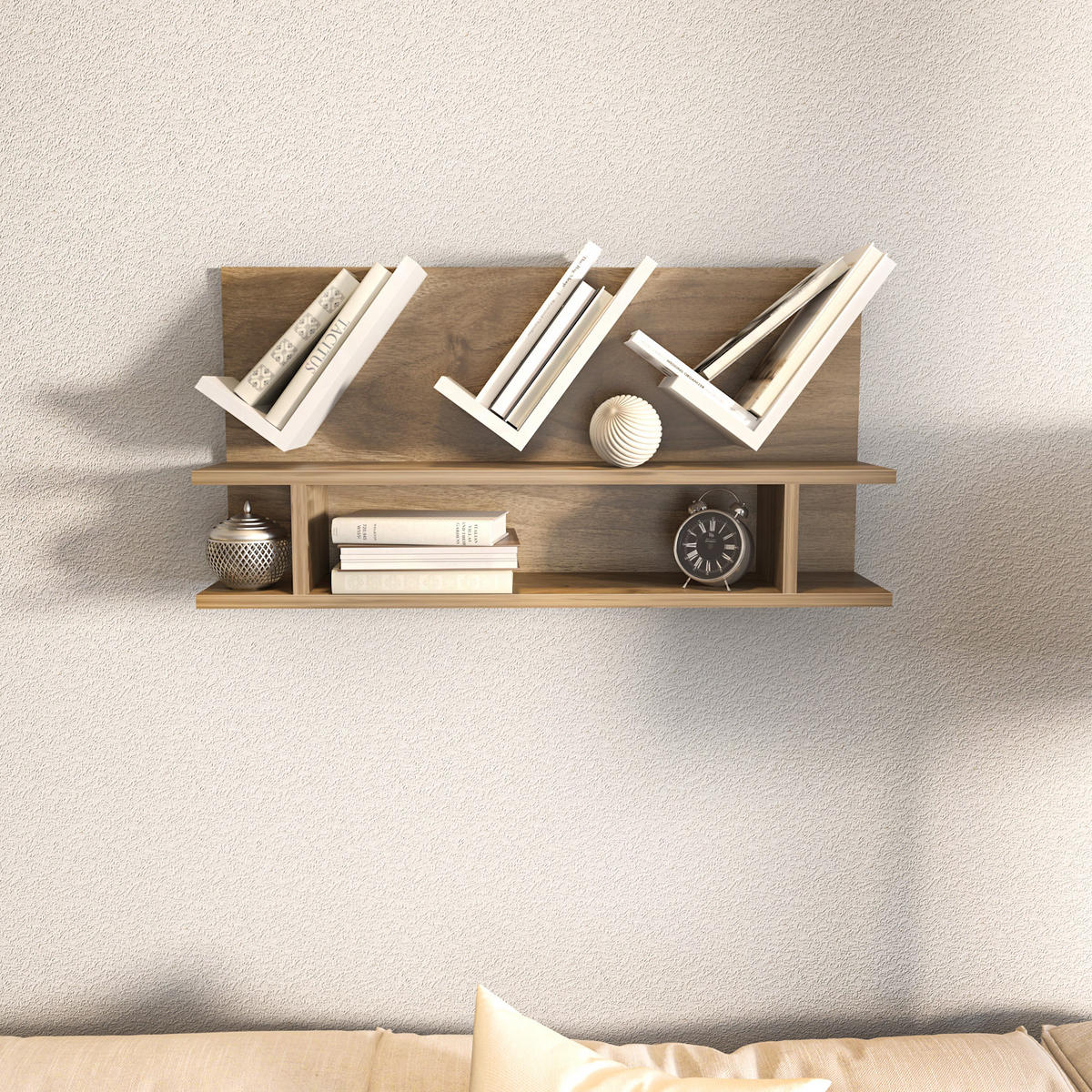 BÜCHERREGAL Larissa Walnuss Weiss - Eichefarben/Weiß, Holzwerkstoff (22.5/45/90cm) - Decorotika