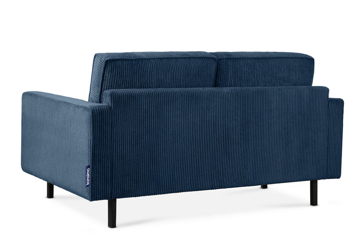 2-SITZER-SOFA INVIA Klassische-Stil mit Armlehnen, Feinkord-Stoff, Dunkelblau - Schwarz/Dunkelblau, Textil (164/87/98cm) - KONSIMO®