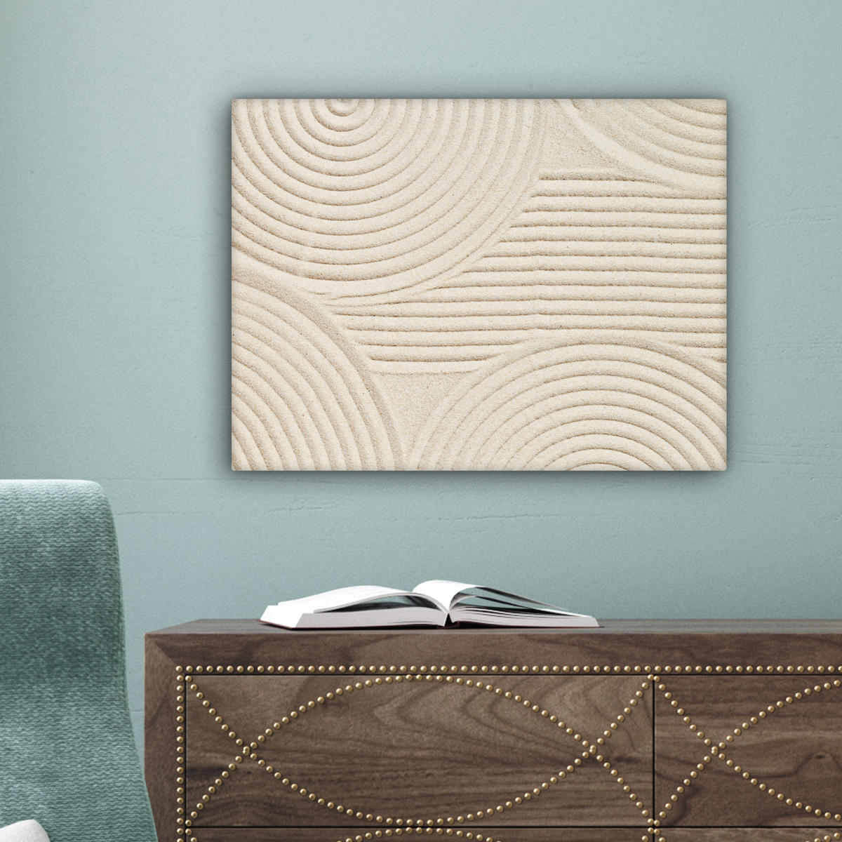 LEINWANDBILD Muster - Abstrakt - Weiß Wandbild 40x30 cm - Beige, Textil (40/30cm) - MuchoWow