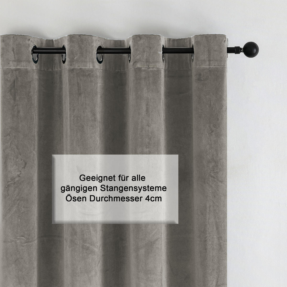 VORHANG Ösen Samt 300/245 cm Taupe - Taupe, Textil (300/245/245cm) - TiborTex