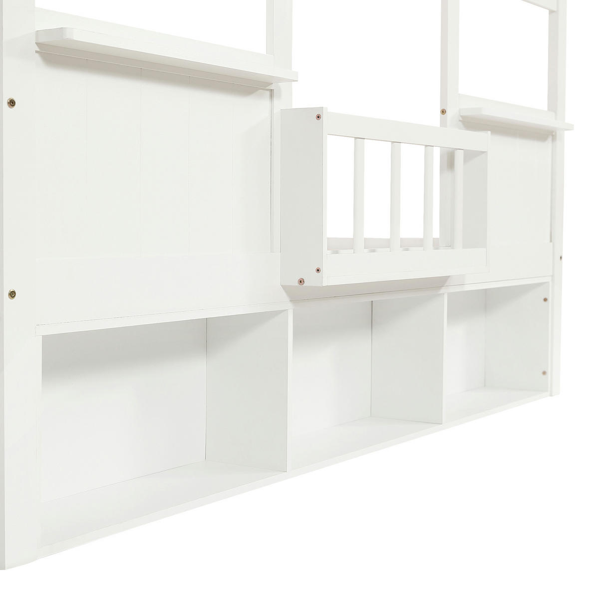 HAUSBETT 90x200 cm mit einer Reihe Bücherregal in Weiß - Weiß, Holz (90/200cm) - KOMHTOM