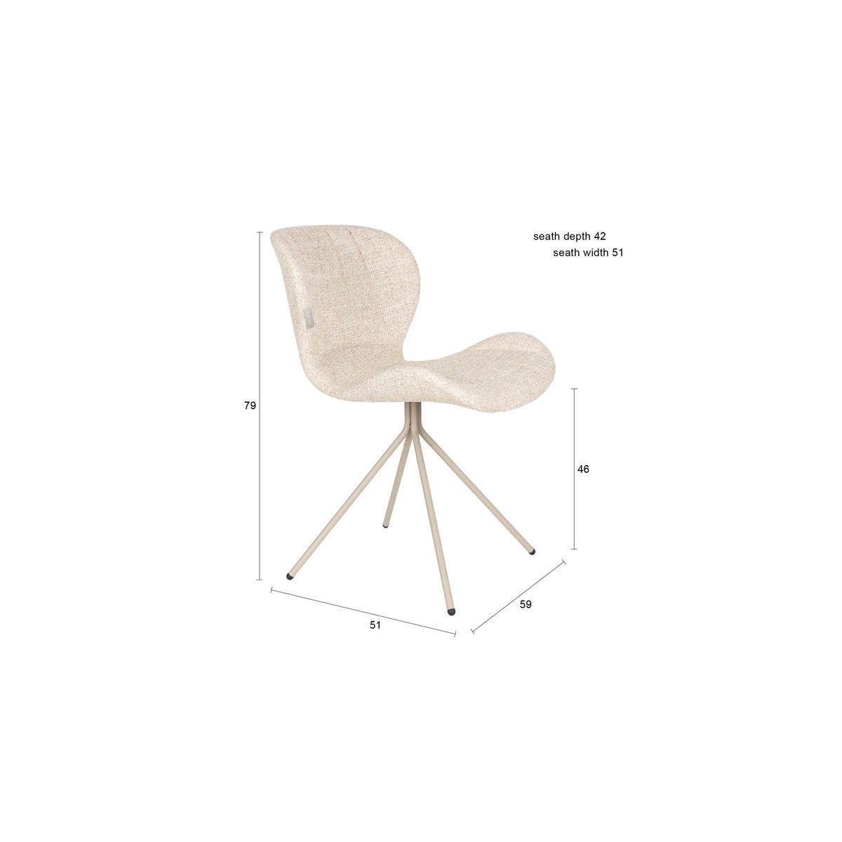 ESSZIMMERSTUHL OMG Beige - 2 er Set - Beige, Kunststoff (51/79/59cm) - Zuiver