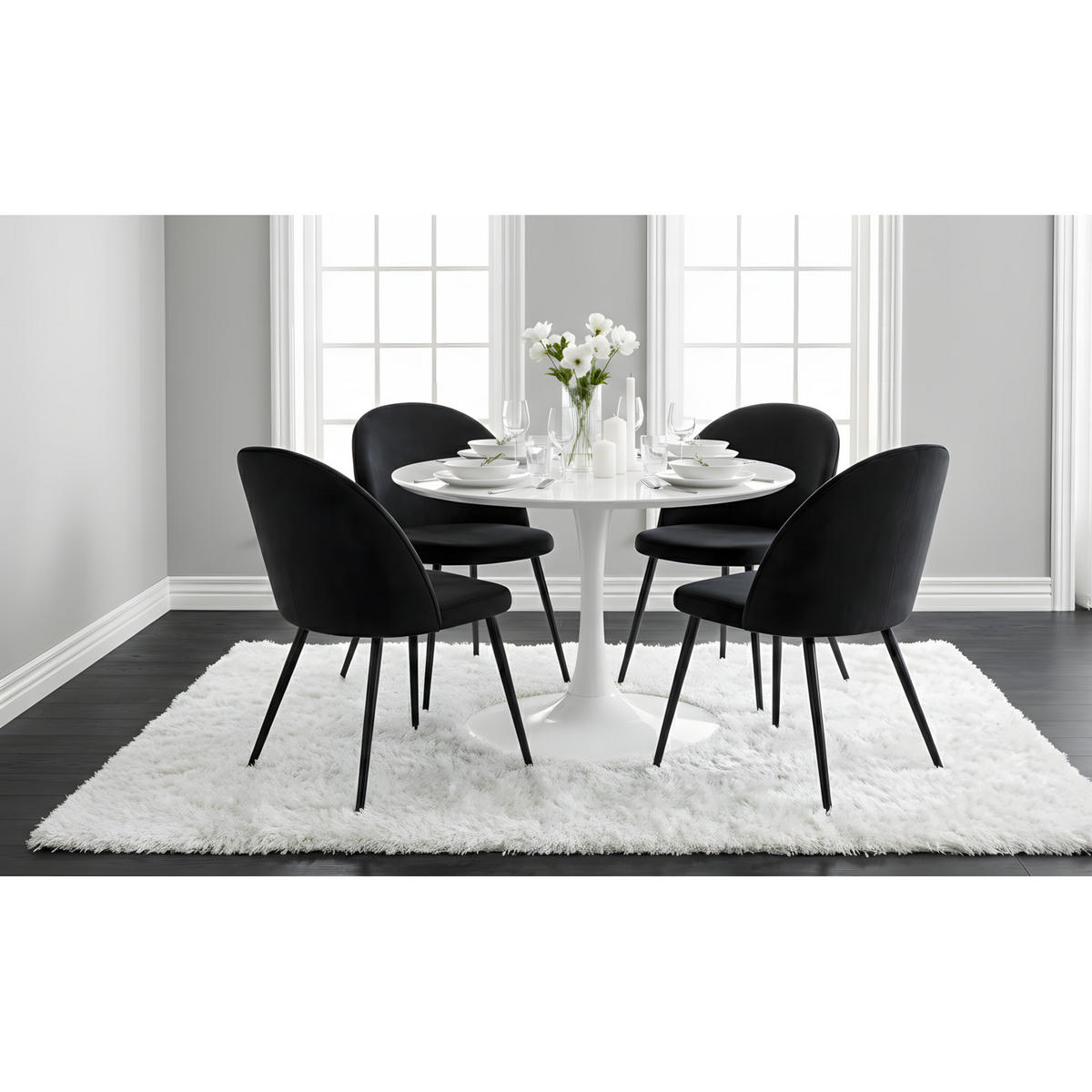 ESSGRUPPE 5-TLG. Carry Weiß, Schwarz - Schwarz/Weiß, Textil (110/74/110cm) - ebuy24