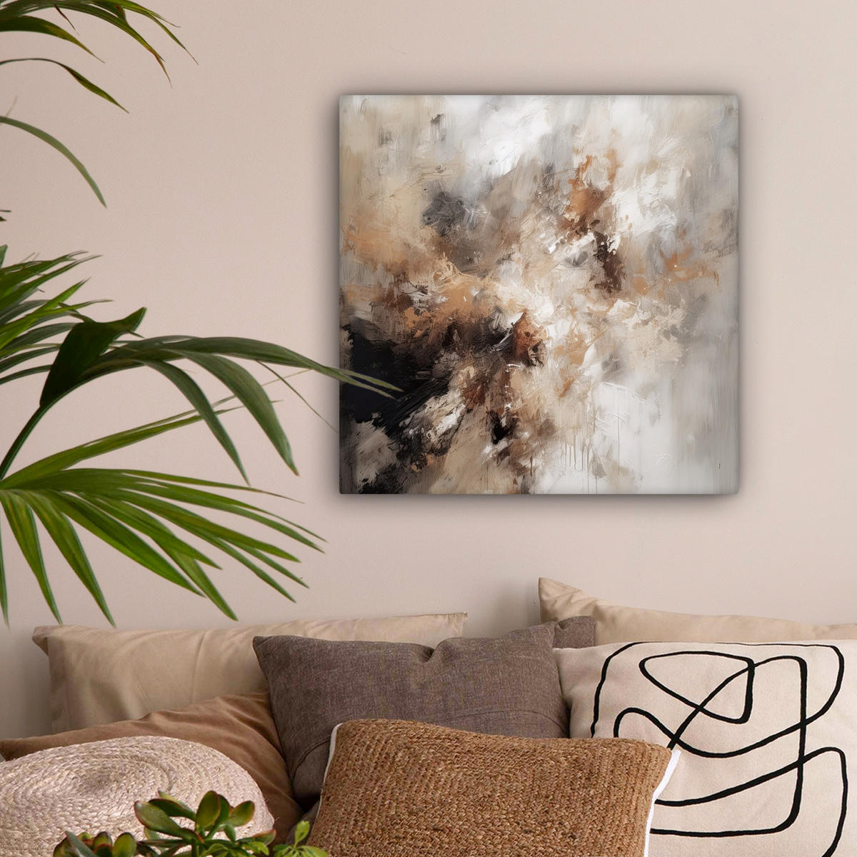 LEINWANDBILD - Farbe - Abstrakt - Beige - Kunst - 50x50 - Room Decor - Greige, Textil (50/50cm) - MuchoWow