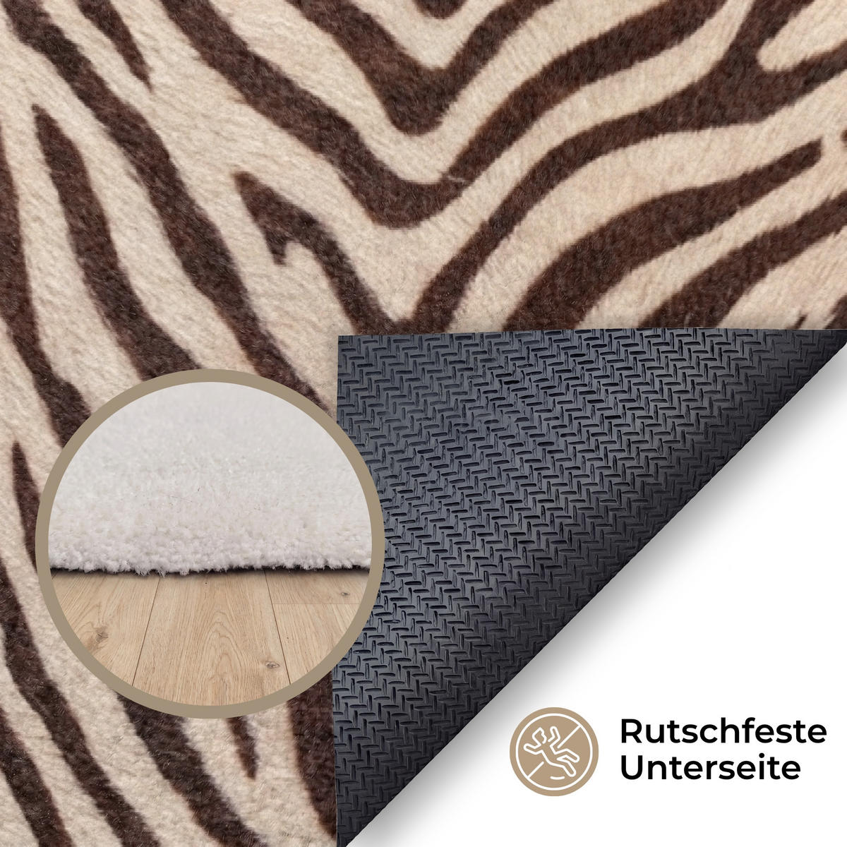 KOBERCE - Zebra - Pruhy - hnedá - 200x140 cm - čierna, textil/plast (200/0.4cm) - OnlyWow