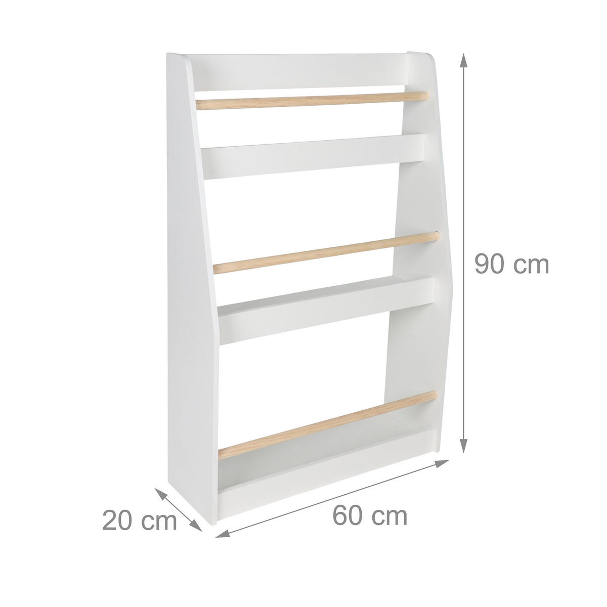 BÜCHERREGAL - Weiß, Holz/Holzwerkstoff (60/90/20cm) - Relaxdays