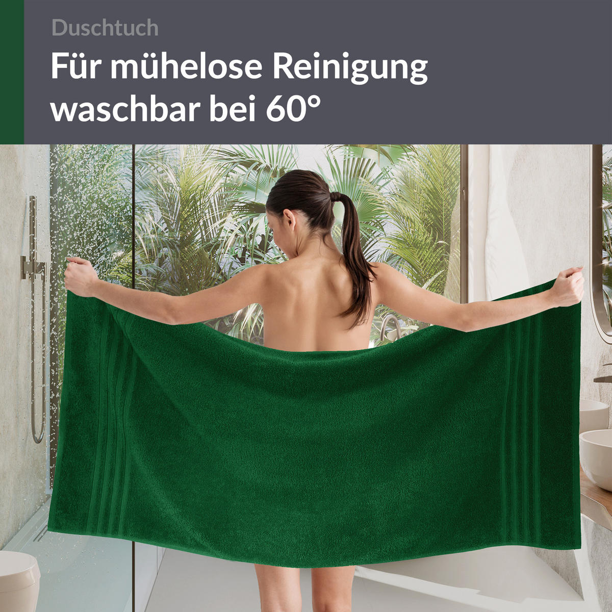 DUSCHTUCH London Tannen Grün 2er Set 70x140 - Waldgrün, Textil (70/140cm) - Lashuma
