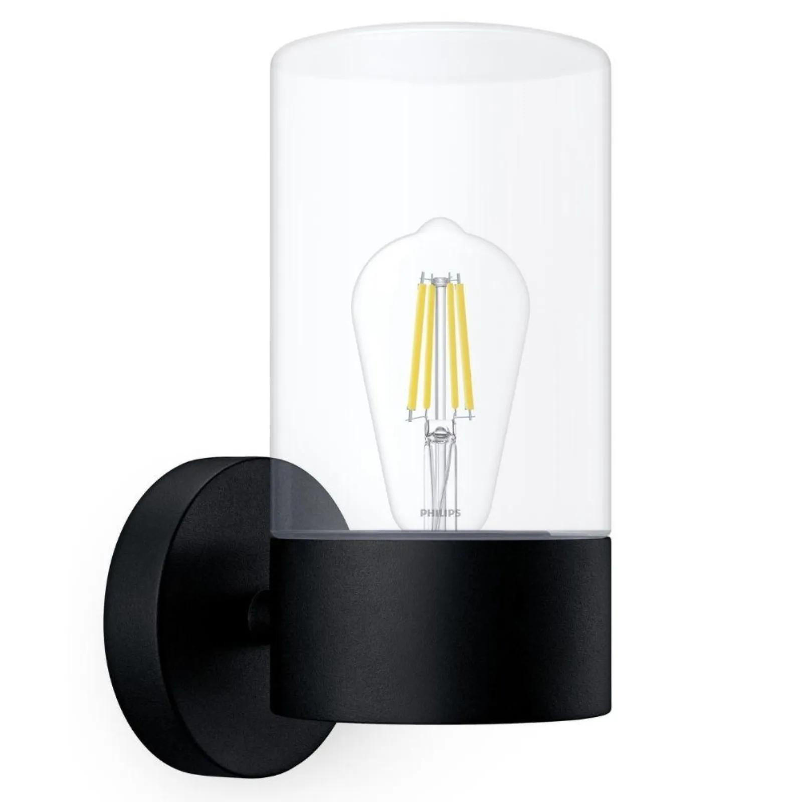 WAND- & DECKENLEUCHTE Flareon Schwarz - Transparent/Schwarz, Metall (6/27/6cm) - Philips